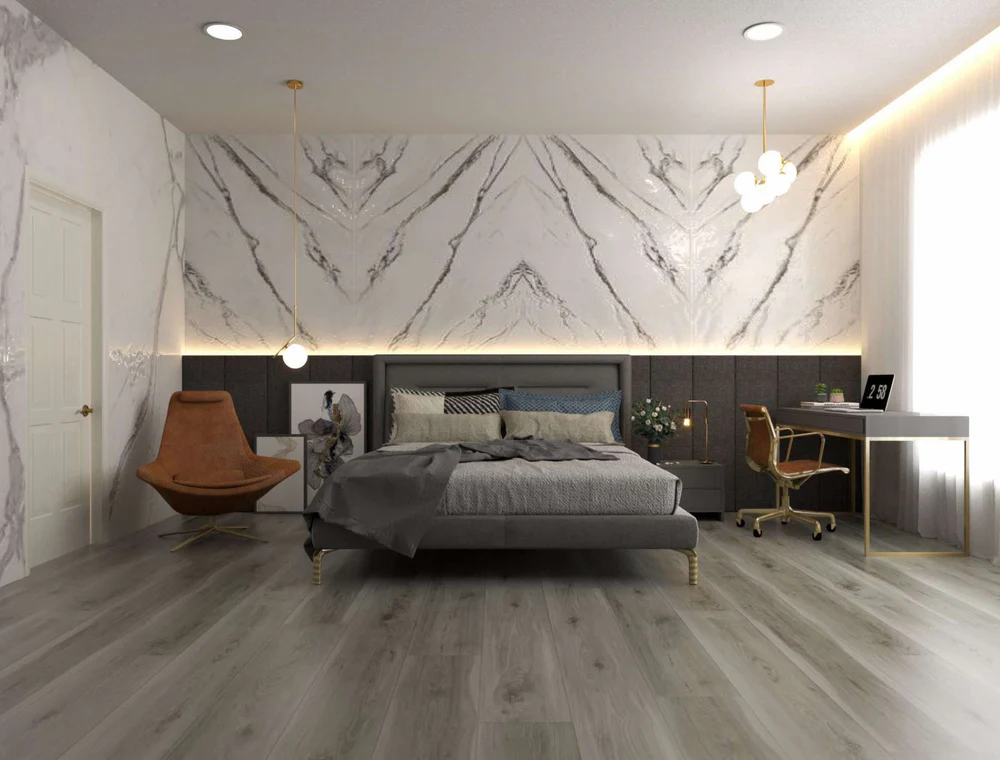 Noor Titanium luxury vinyl plank color detail