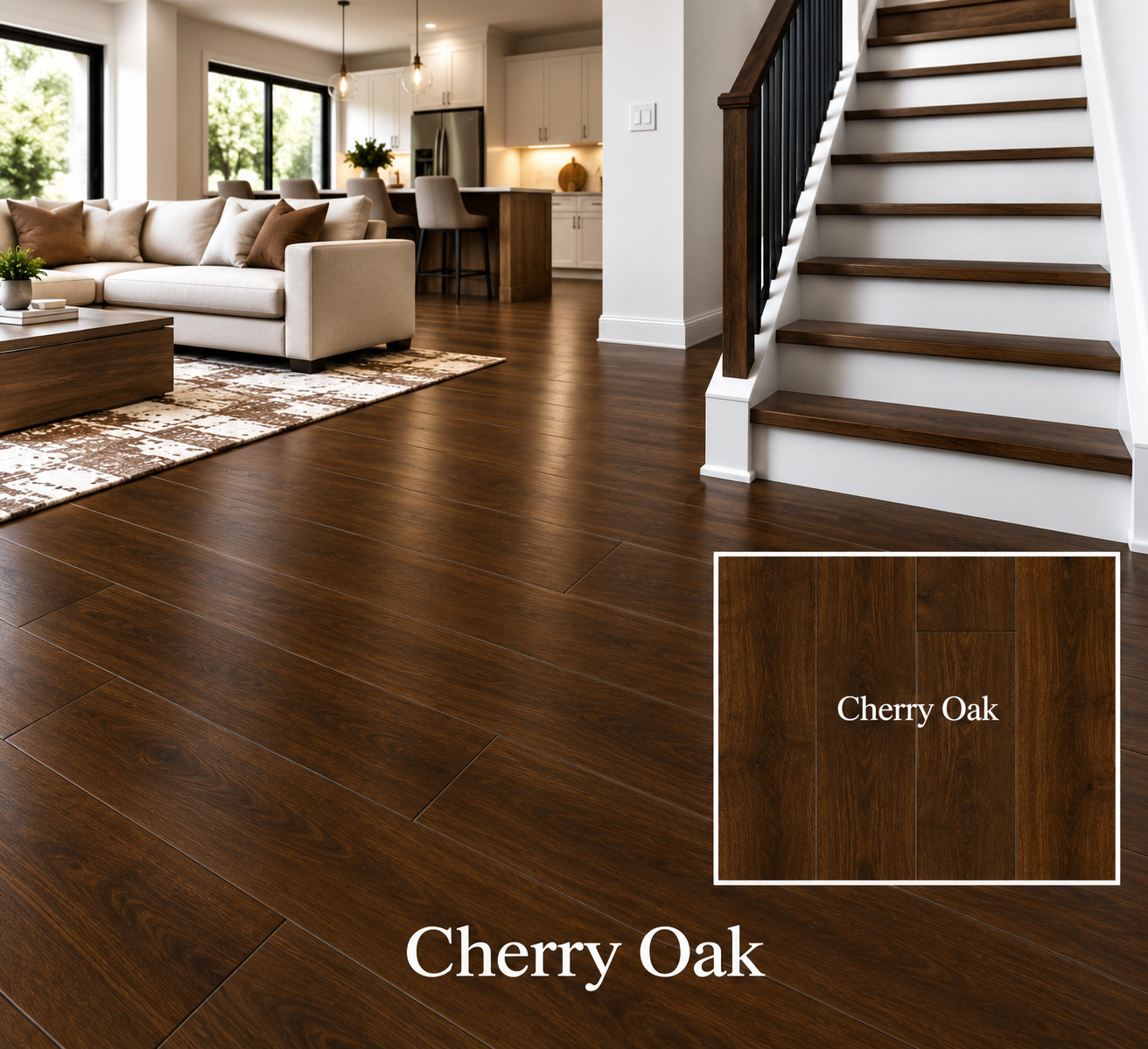 Heemo Cherry Oak luxury vinyl plank color detail