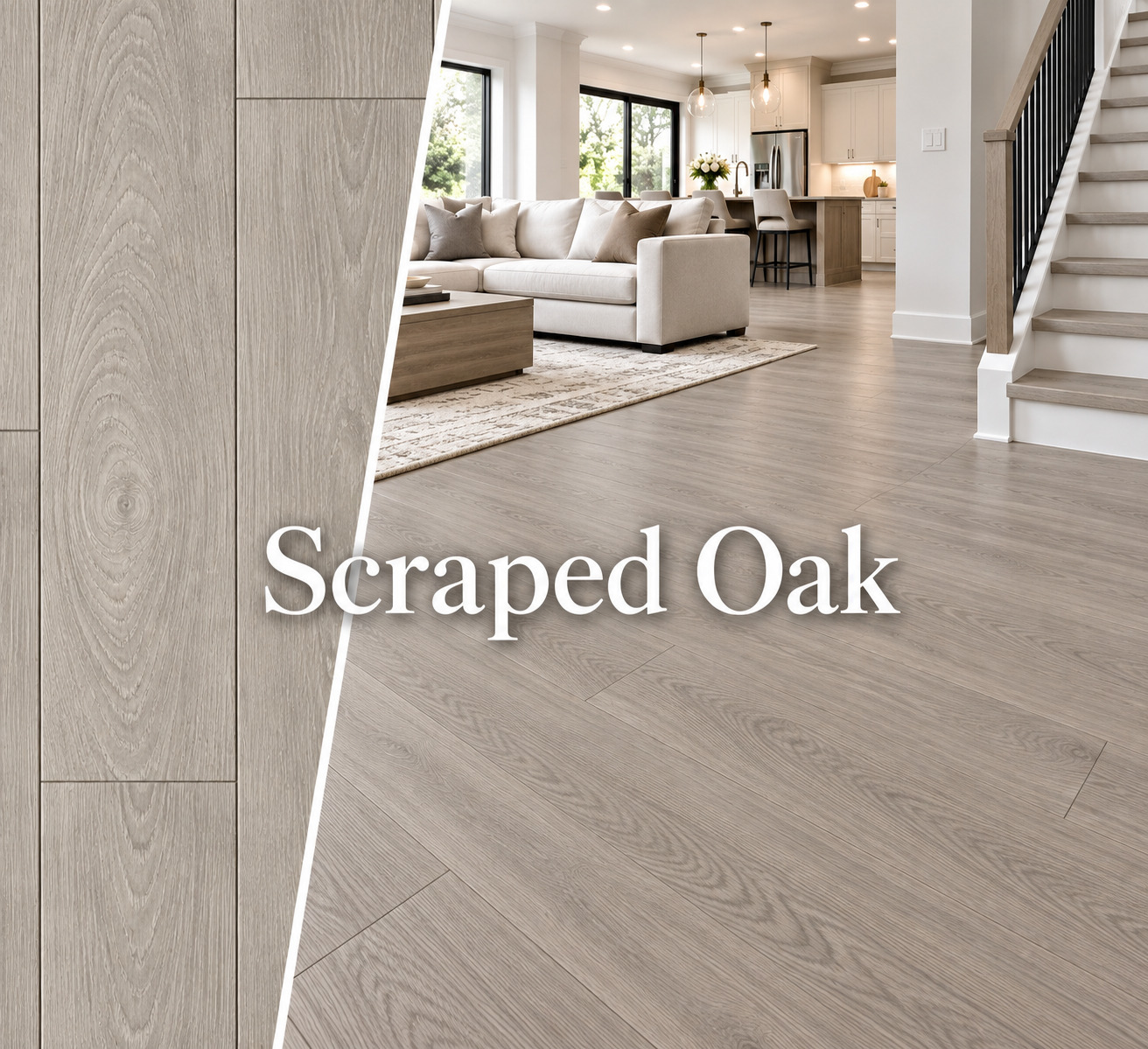 New Classic Scraped Oak luxury vinyl plank color detail