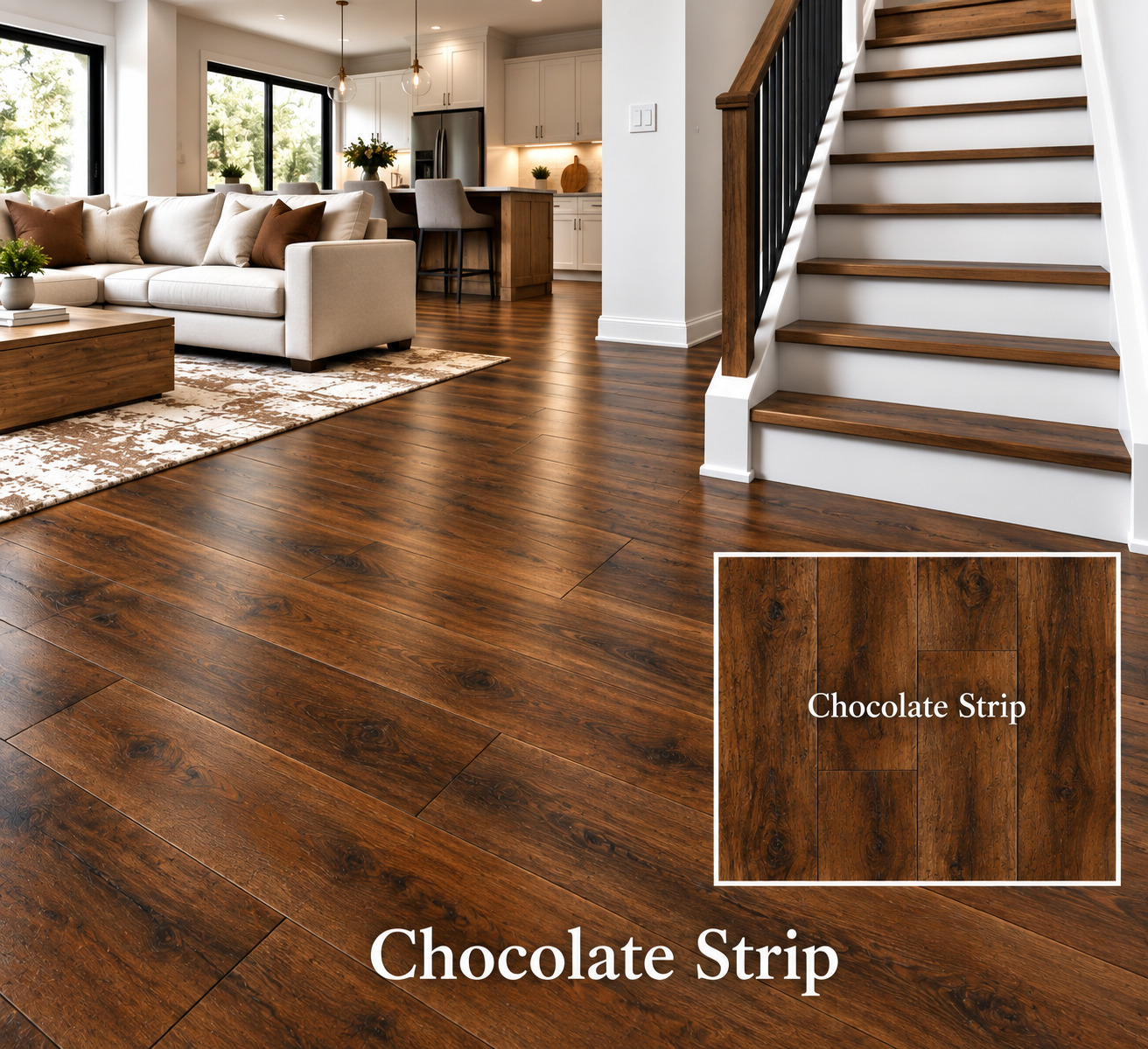 Ozz Chocolate Strip luxury vinyl plank color detail