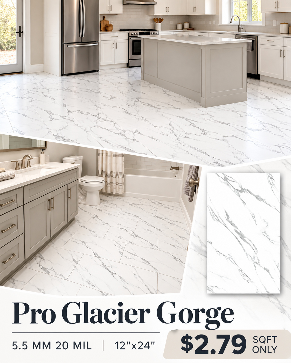 Pro Glacier Gorge luxury vinyl tile color detail