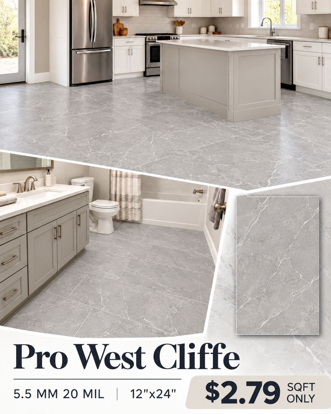 Pro West Cliffe luxury vinyl tile color detail